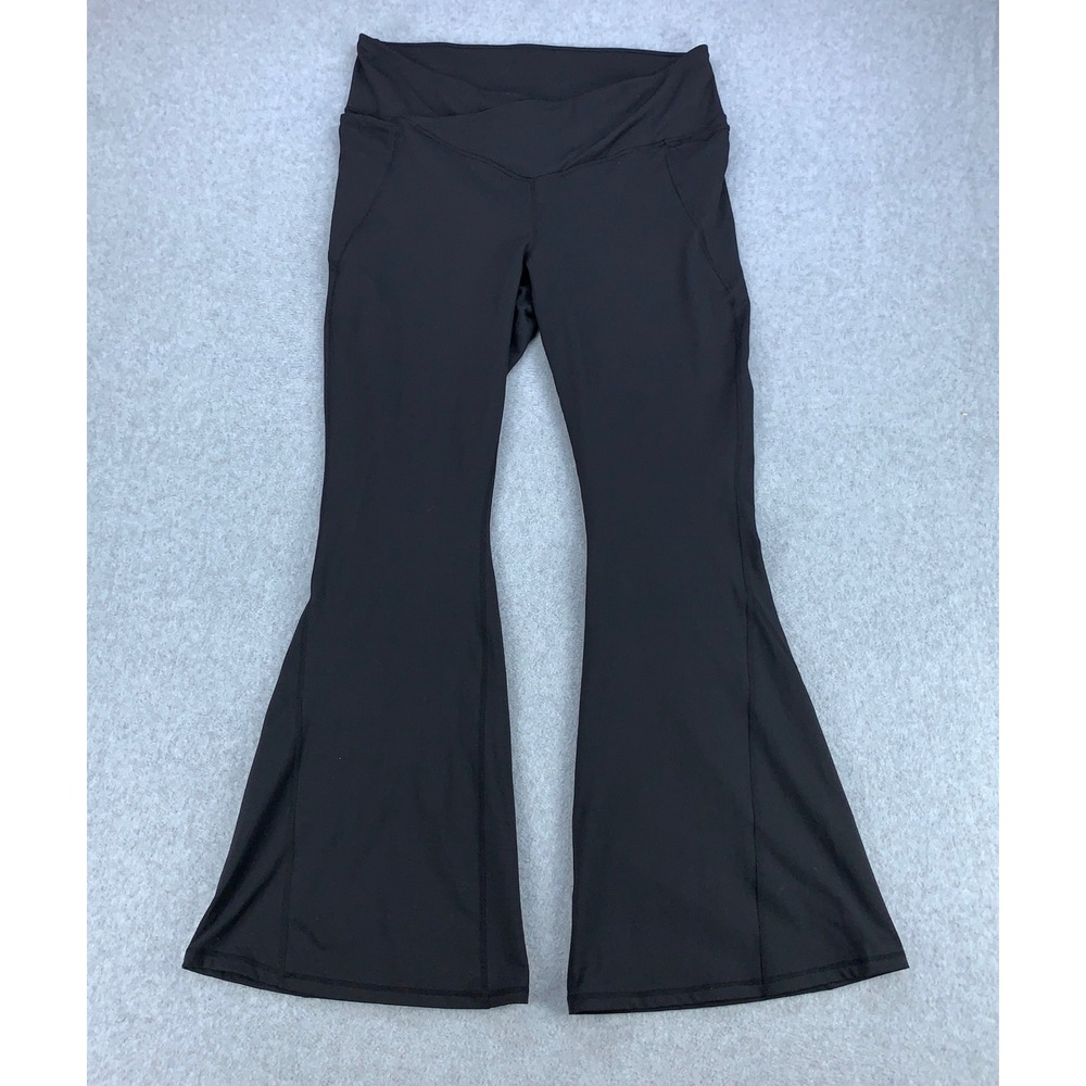 Fabletics PureLuxe Flare Leggings Womens XL Black V-Waist Pocket Yoga Pants